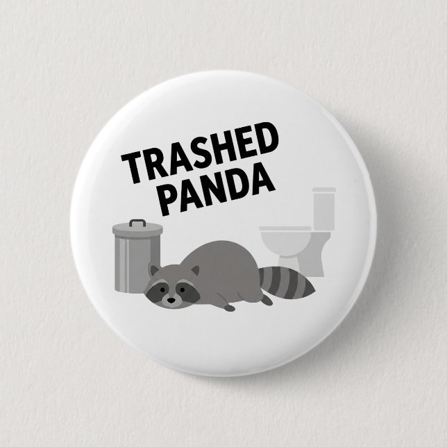 Skräpande Panda Rolig Berusad Tvättbjörn Knapp (Framsida)