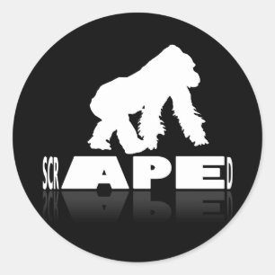 Skrapat - APE-etikett Runt Klistermärke