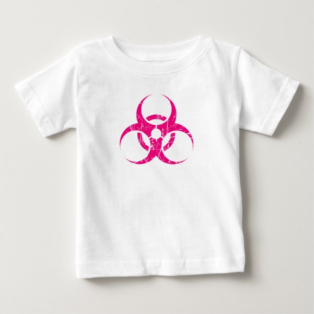 Skrapat rosa Biohazardsymbol Tee (Framsida)