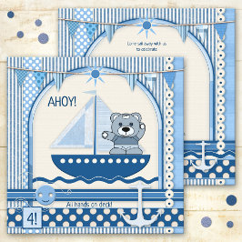 Skrapbodsegelbåt Nautical Birthday Kids Party Inbjudningar