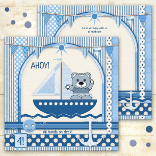Skrapbodsegelbåt Nautical Birthday Kids Party Inbjudningar