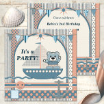 Skrapbodsegelbåt Nautical Birthday Kids Party Inbjudningar<br><div class="desc">En söt segelbåt eller nautisk födelsedagsfest för ett barn eller småbarn i en skrapbok i stil.</div>