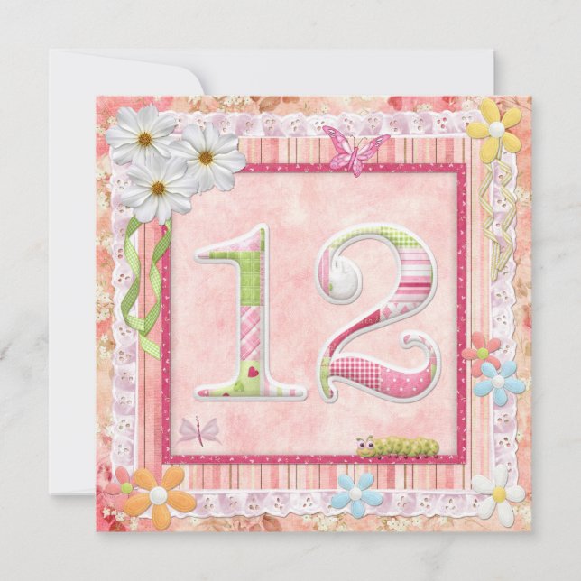 Skrapbojning av födelsedagsfest 12:e stil inbjudningar (Framsida)