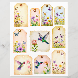 Skrapbok Botaniska Efemäriska Kolibri-etiketter