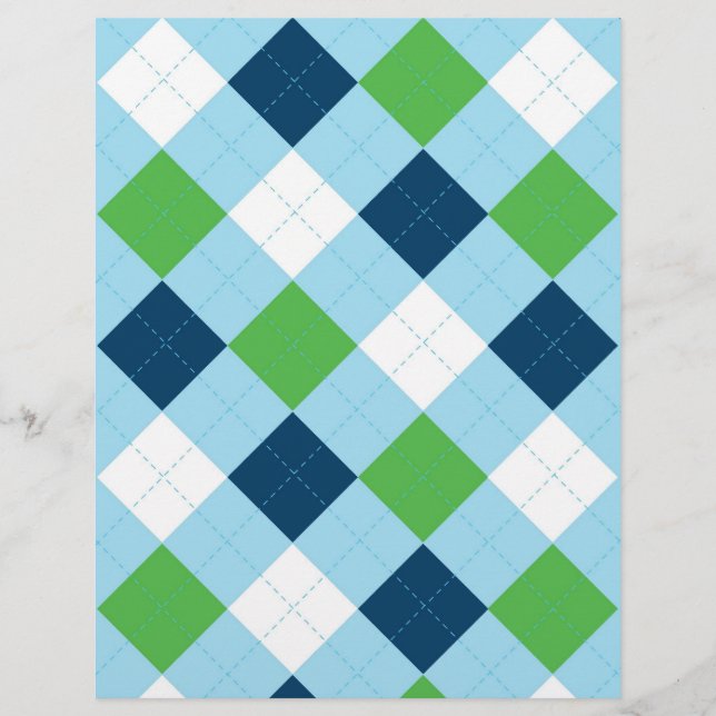 Skrapbok för Argyle Blue Grönt Baby Papper (Framsida)