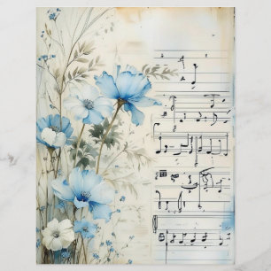 Skrapbok för blå Blommigt i shabby chic Papper