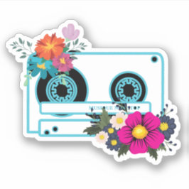 Skrapbok för blommigt av vintage-kassett och vatte klistermärken