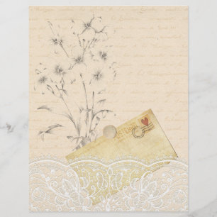Skrapbok för Cream & Snöre Blommigt Papper
