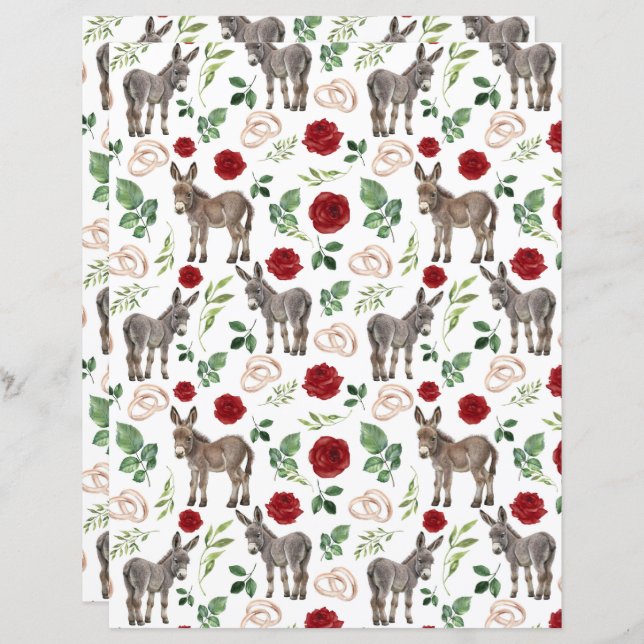 Skrapbok för Donkey Bröllop Papper i vit (Fram/baksida)