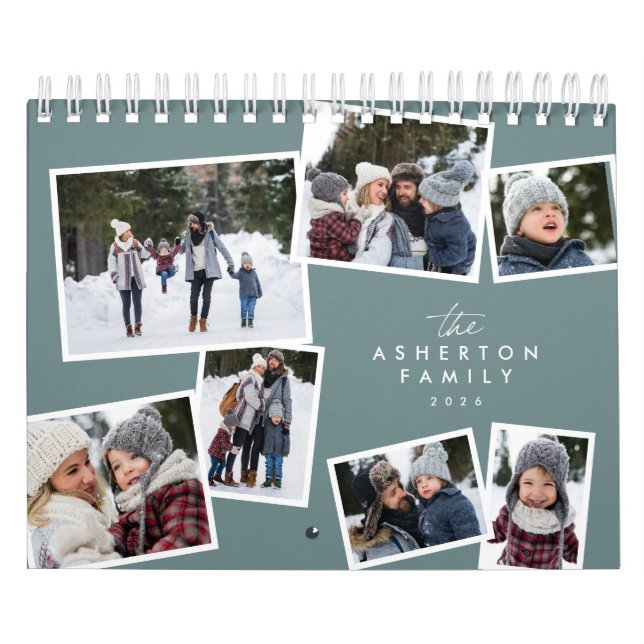 Skrapbok för fotokollage-tealfamilj kalender (Omslag)