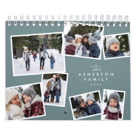 Skrapbok för fotokollage-tealfamilj kalender