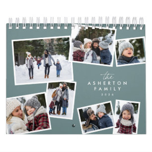 Skrapbok för fotokollage-tealfamilj kalender