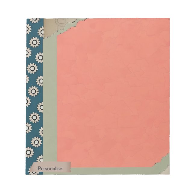 Skrapbok för Orange av Grönt för Papper Blommigt p Anteckningsblock (Framsida)