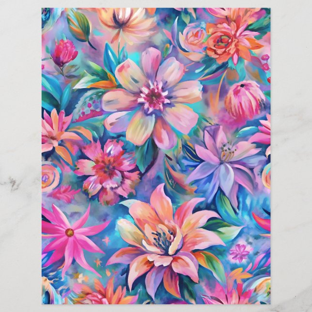 Skrapbok för rosa och lila blommor mönster papper (Framsida)