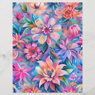 Skrapbok för rosa och lila blommor mönster papper