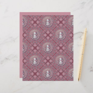 Skrapbok för Rosa Snögubbe Mandala Geo Tile