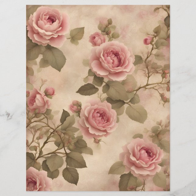 Skrapbok för  rosa vintage ro papper (Framsida)