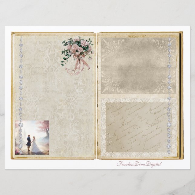 Skrapbok för skräppost för Journal i vintage bröll (Framsida)