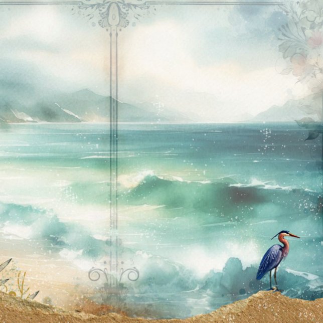 Skrapbok för skräppost för skräppost Journal för k (Coastal Beach Decoupage Junk Journal Scrapbook Paper)
