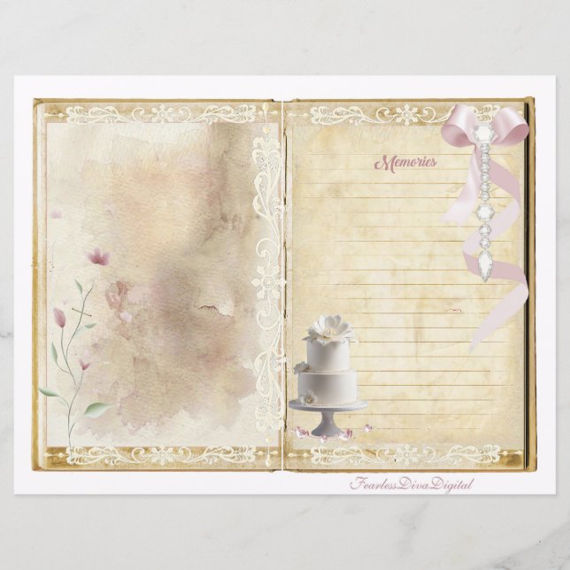 Skrapbok för skräppost för vintage bröllop, Journa (Framsida)