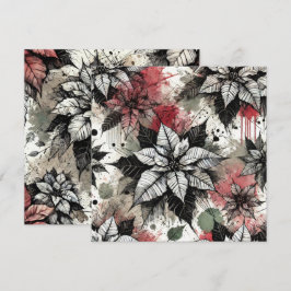 Skrapbok för tryckbar grungy Poinsettia Sketches Inbjudningar
