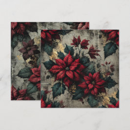 Skrapbok för utskrivbar grungy Poinsettia Tapet Inbjudningar