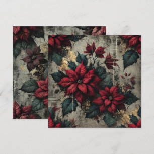 Skrapbok för utskrivbar grungy Poinsettia Tapet Inbjudningar