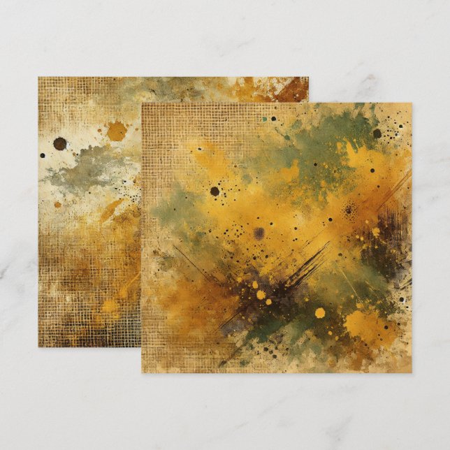 Skrapbok för utskriven Golden Harvest Distress Blä Inbjudningar (Fram/baksida)