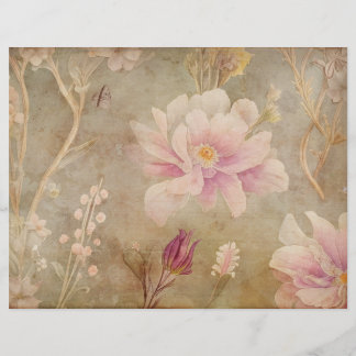 Skrapbok för vintage Parchment & Rosa Blommigt Pap