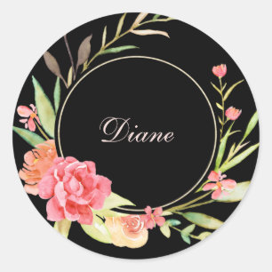 Skrapbok för Watercolor Cottage Garden Ro Runt Klistermärke