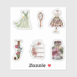 Skrapbok för Watercolor-illustrationer i mode Klistermärken