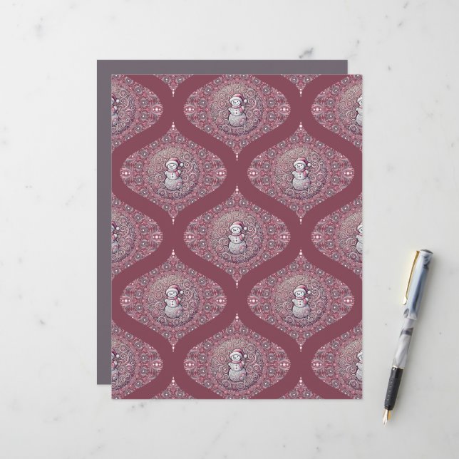 Skrapbok från Rosa Snögubbe Mandala Ogee (Fram/Back In Situ)