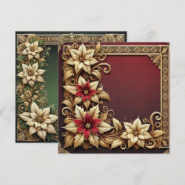 Skrapbok Guld Poinsettia Ram Inbjudningar