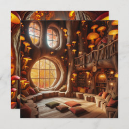 Skrapbok med utskrift av vitsisk höstihålig Träd Inbjudningar