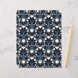 Skrapbok Papper för Blått och Guld Art nouveau Mån