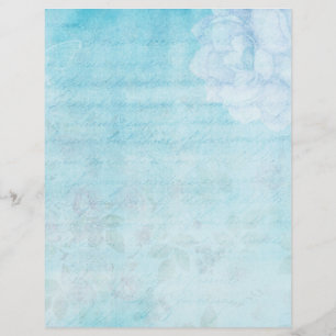 Skrapbok - Papper för blek Blue Shabby Blommigt