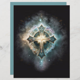 Skrapbok Papper för Celestial Blue Guld Kor