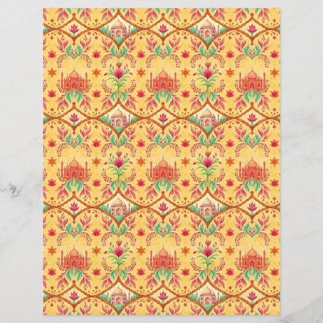 Skrapbok papper för dubbla av indiska tempelgulter (Framsida)
