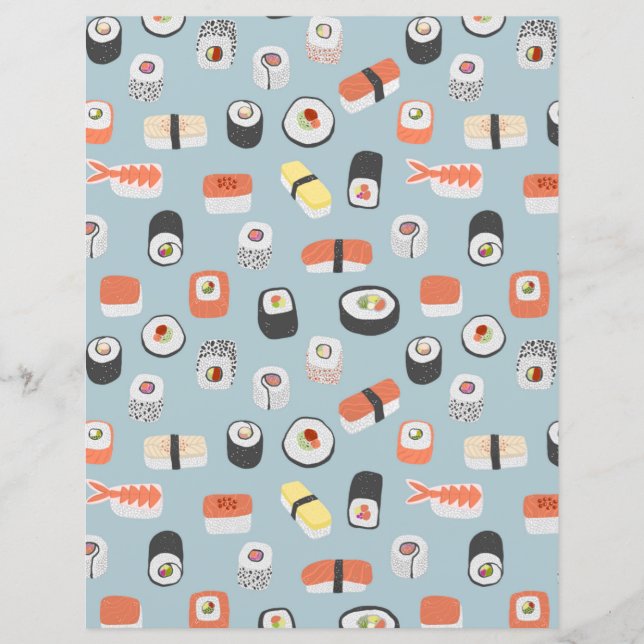 Skrapbok Papper för Dubblan Cute Sushi Mönster (Framsida)