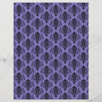 Skrapbok Papper för Gotham Black and Lila Damask