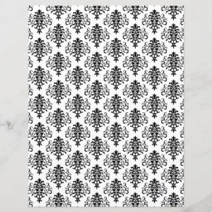 Skrapbok Papper för Gotham Black and White Damask