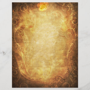 Skrapbok Papper för Guld Scrolls Ram Gul ros
