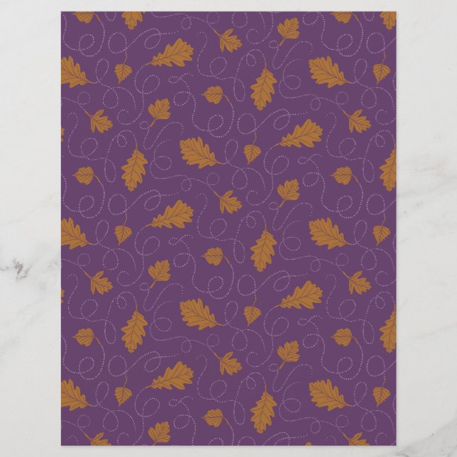 Skrapbok Papper för lila och Guld Falling Löv (Framsida)