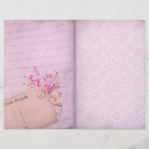 Skrapbok Papper för shabby chic Snöre och blommor