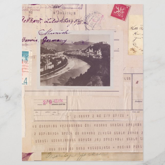 Skrapbok Papper för Vintage Collage Journal (Framsida)