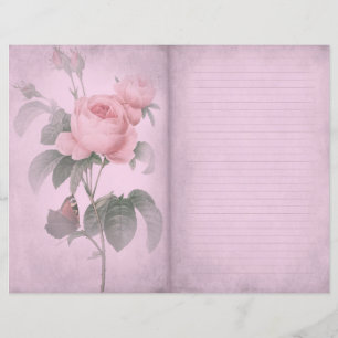 Skrapbok Papper för vintage Rosa ros Journal