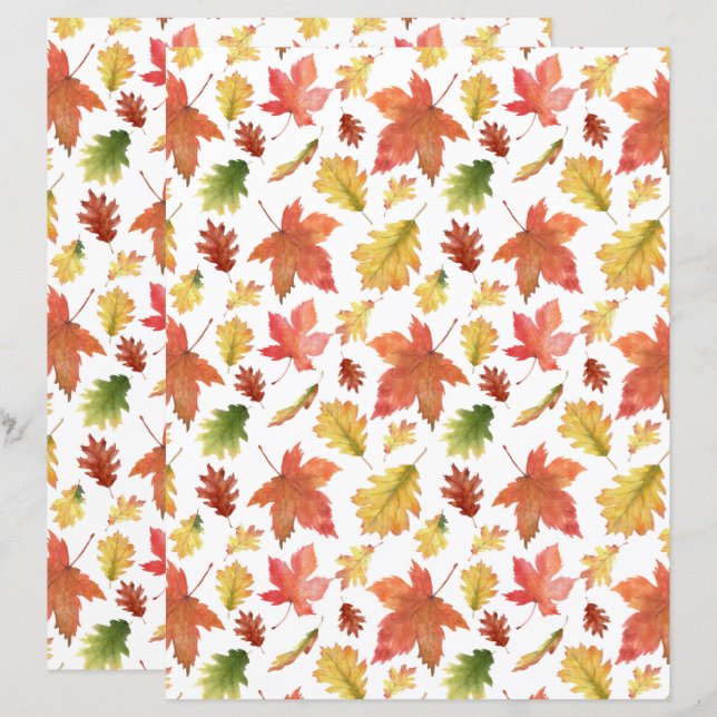 Skrapbok Papper i höst löv (Fram/baksida)