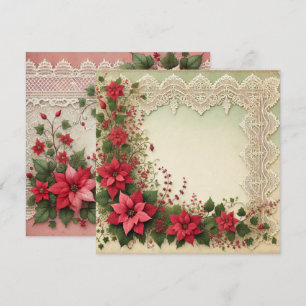 Skrapbok Snöre Poinsettia Ram Inbjudningar