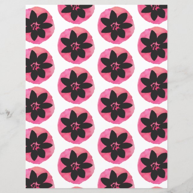 Skrapbokat rosa Tropiskt blomsterpapper (Framsida)