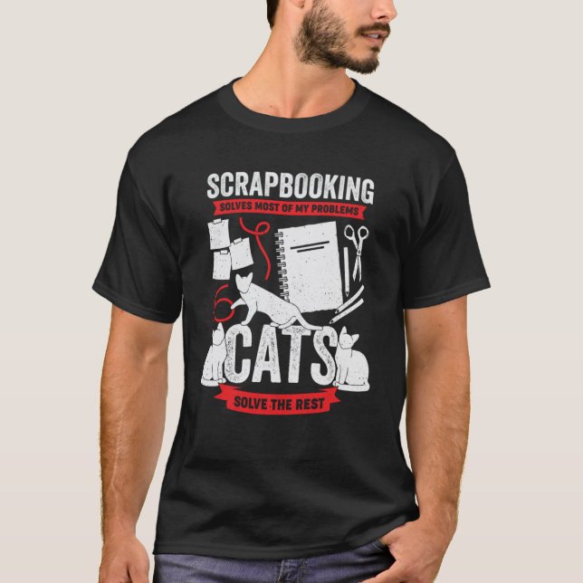 Skrapbokning löser de flesta av mina problem katte t shirt (Framsida)